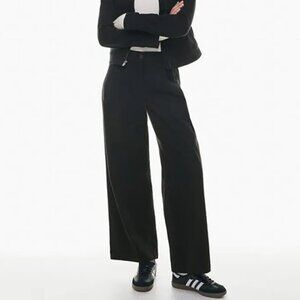 NWT! Aritzia Sunday Best Wide Leg Chino Black Pants Pleated Trousers Size 12